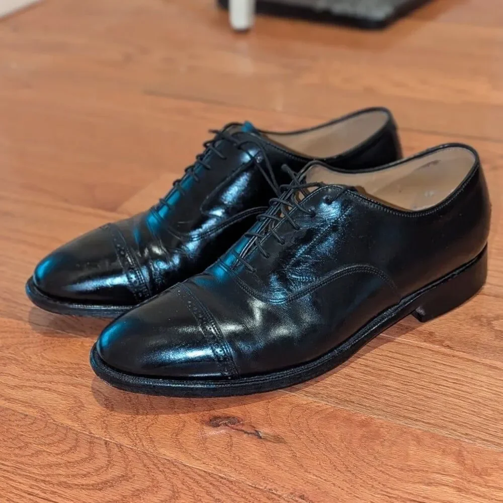 Johnston & Murphy Size‎ 9.5 D Aristocraft Men's Black Leather Cap Toe Oxford